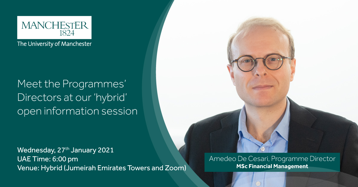 Meet the Part-time MSc Financial Management Programme Director Amedeo De Cesari at our ‘hybrid’ open information session 